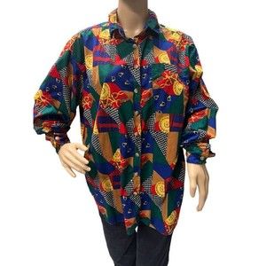 Vintage Tangibles Patchwork Plaid Artsy Grannycore Button Up Shirt Size Large